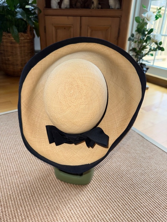 Wide Brim Straw Hat w/ Ribbon Trim Around Crown & Edge by Lilo, Newport, RI main image 6